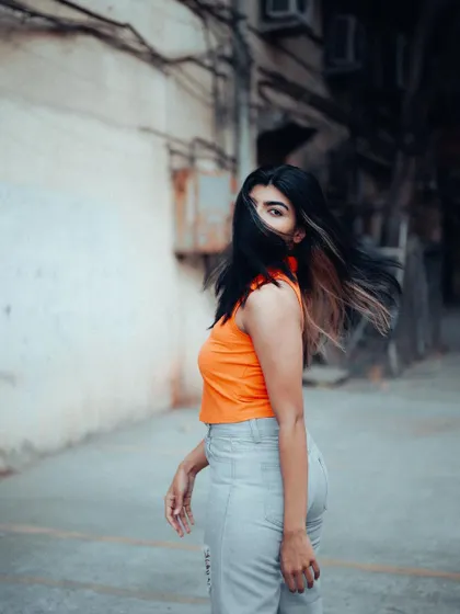 A duplicate of image 271, this dynamic shot of a model with her hair in motion adds a sense of energy and life to the portrait series.