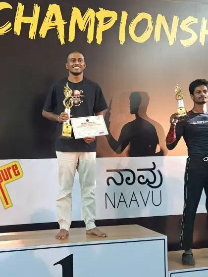 Another one of our students taking the top spot at the PKD Submission Grappling tournament in Mysore. His performance shows the effectiveness of our BJJ and wrestling program.