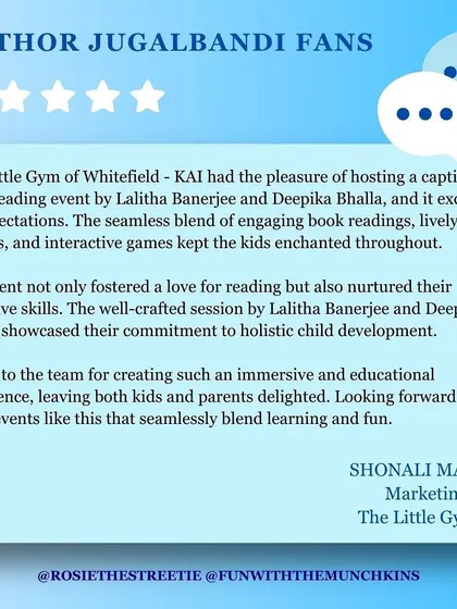 A duplicate of the glowing review from The Little Gym India, highlighting our commitment to holistic child development.