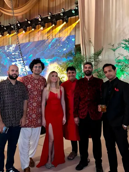 A group photo with the international artists from the Tansen Music ensemble after our performance in Hyderabad.