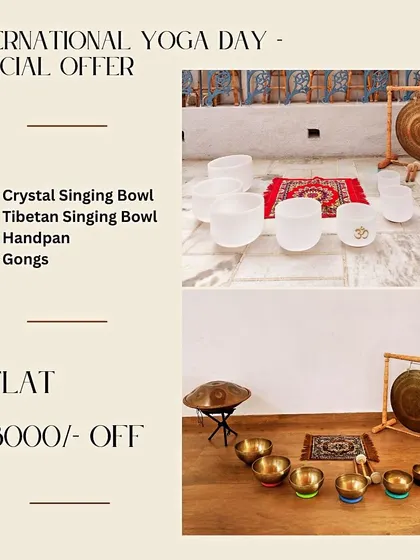 Another special offer for International Yoga Day. This is a great time to invest in high-quality instruments like our Crystal Singing Bowls, Tibetan Singing Bowls, Handpans, and Gongs.