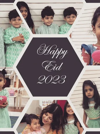A collection of beautiful smiles from our Eid celebration. The children dressed in their festive best and proudly showed off the decorative bowls they crafted during the workshop.