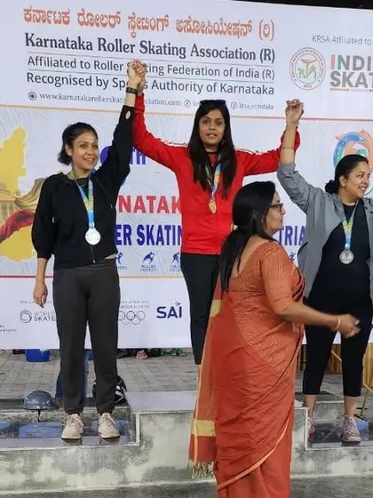 Celebrating my gold medal win at the 38th State selections in Bangalore. It's important for me to keep competing and lead by example.