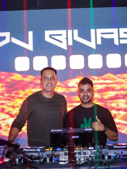Here I am sharing the deck with my friend and fellow artist, DJ Bivash. Back-to-back DJ sets are a great way to bring diverse styles and keep the energy high all night.