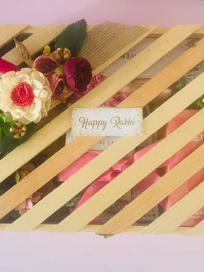 We curated this special pinewood crate for Raksha Bandhan, with gifts for the brother, sister-in-law, and niece, making it a complete family present.