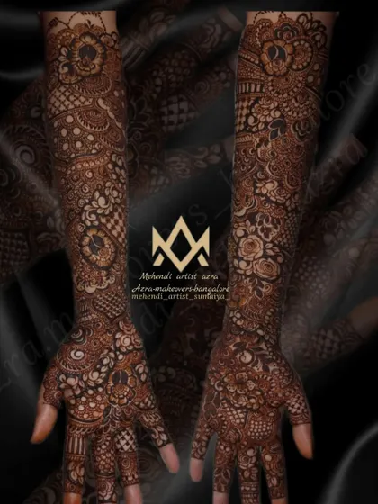 This intricate design is a testament to patience and detail, perfect for the bride who wants a truly one of a kind mehendi.