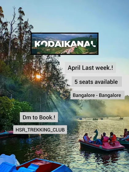 A promotional image for a Kodaikanal trip, showing the iconic lake and advertising available seats.
