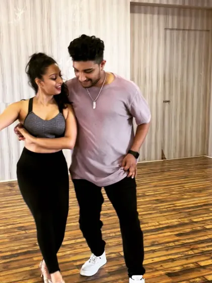 A moment of pure joy and connection during a Bachata practice session. It's these little moments that make us love what we do.