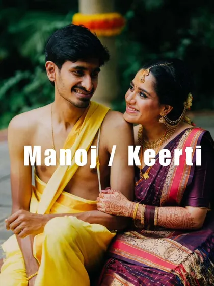 The beautiful connection between Manoj and Keerti, captured in a candid moment during their traditional South Indian wedding.