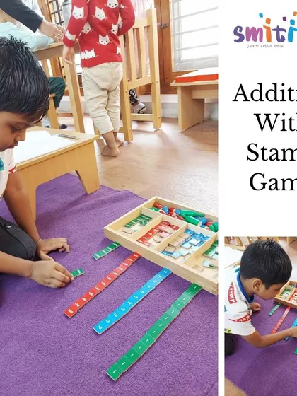 The Stamp Game is an individual activity where children use small tiles representing units, tens, hundreds, and thousands to perform all four arithmetic operations.
