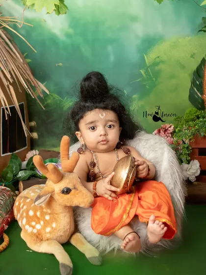 Another beautiful portrait from the Ram Navami series, this time with the baby dressed in a wig and traditional attire.