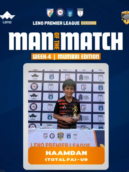 Haamdan from our U9 team, recognized as Man of the Match at the Leno Premier League.