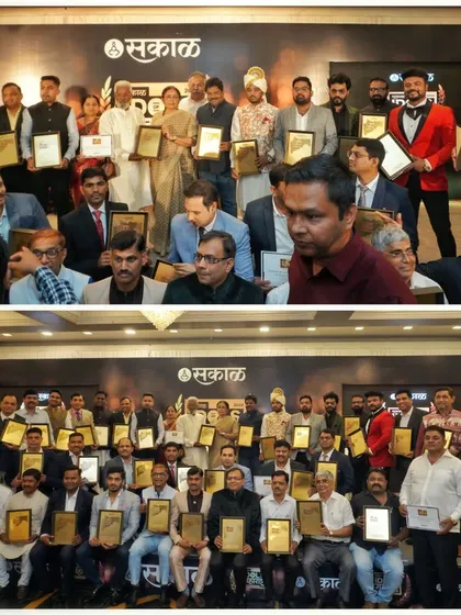 A collage from the "Idols of Maharashtra" award ceremony by Sakal Media.
