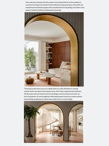 Architecture + Design highlighted the private zone of the penthouse, where soft, jewel-toned hues and plush fabrics invite residents to unwind and recharge.