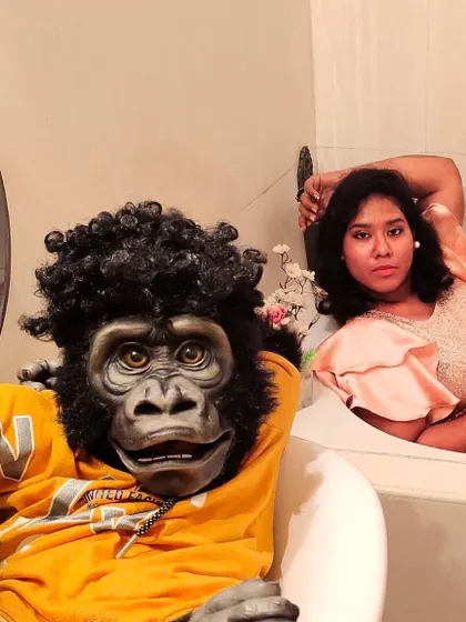 A quirky photoshoot in a bathtub from my old house. We are always looking for unconventional and fun settings to create unique and memorable images.