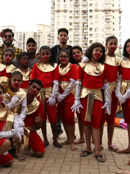 My group of little "Hanumans" getting ready backstage for their big performance. I help with costume ideas and pre-show prep to make sure the kids feel confident and excited.