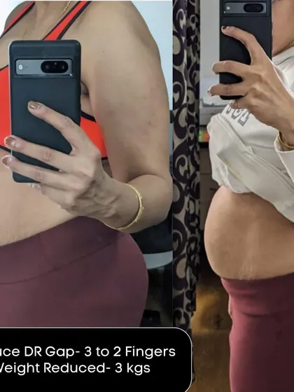 A duplicate of image 210, highlighting the 3 to 2 finger DR gap reduction and 3 kg weight loss. Every bit of progress is a win.