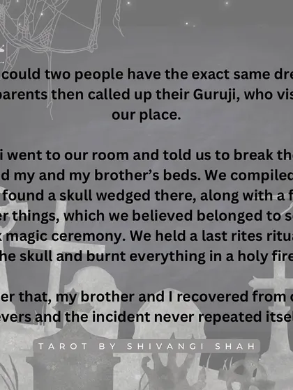The story of two brothers who fall sick in a new house and have the exact same dream, leading to the discovery of a skull and black magic items in their wall.