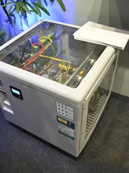 This transparent display unit shows the inner workings of our technology. We believe in being open about our engineering, showcasing the quality and complexity that goes into every product we build.
