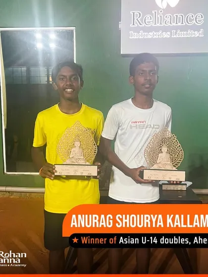 Congratulations to our player Anurag Shourya Kallambela for clinching victory in the Asian U-14 Doubles tournament in Ahmedabad. A fantastic achievement and a proud moment for the academy.