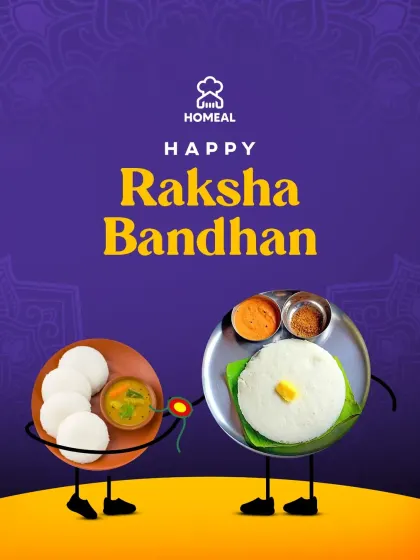 A plate of soft idlis with sambar and a fluffy thatte idli with butter. This Raksha Bandhan, we celebrate the perfect pairings that make life delicious.