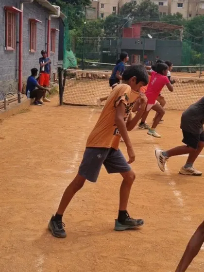 A group of young athletes working on their speed and acceleration.