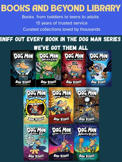 Dog Man fans, rejoice! We have the complete, action-packed, and laugh-out-loud funny series by Dav Pilkey. Let your kids dive into the hilarious world of this part-dog, part-man police hero without having to buy a single book.