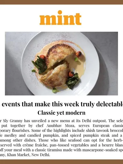 The new menu is making waves. I'm thrilled to be featured in Mint Lounge's weekend edition as one of the "5 events that make this week truly delectable."
