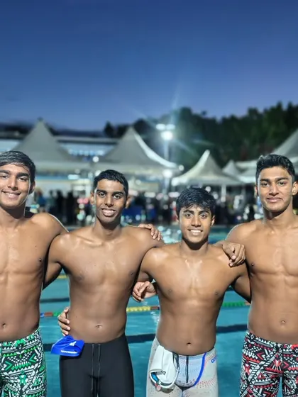 The record-breaking Group 1 relay team: Dharshan S, Surya J T, Samarth B S Gowda & Dhakshan S.