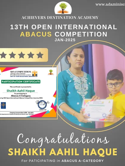 We congratulate Shaikh Aahil Haque from our Dubai center for his participation and achievement in the international abacus competition.