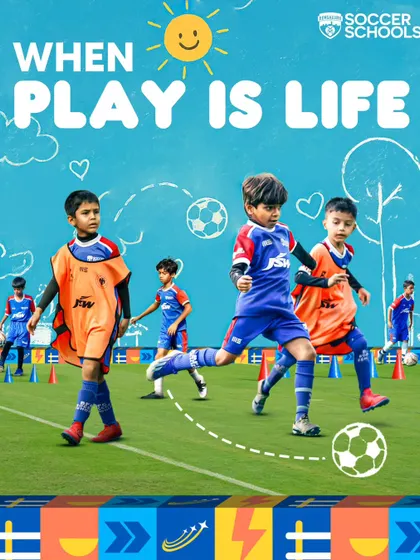 A graphic celebrating the International Day of Play. For us, every day is about learning and growing through the joy of football.
