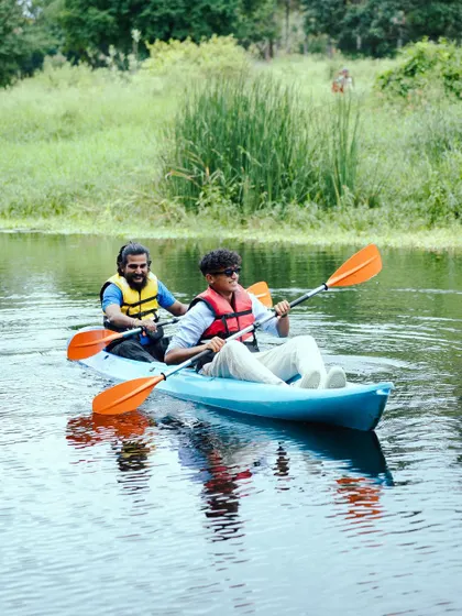 Set out on a kayaking adventure with your mates. It's a fantastic way to explore the water, share some laughs, and soak in the natural beauty around you.
