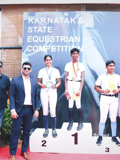 Celebrating another round of victories at the Karnataka State Equestrian Competition. The dedication of our riders and coaches shines through in these proud moments.