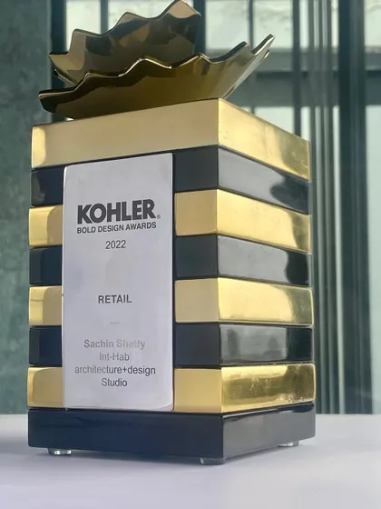The Kohler Bold Design Awards 2022 trophy for the Retail category. This award celebrates designs that are not just beautiful but also daring and innovative.