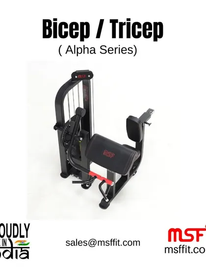 An overhead view of the Alpha Series Bicep / Tricep machine.