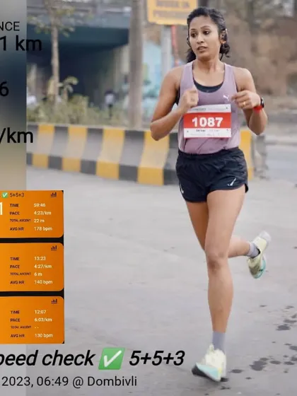 A speed check workout covering 13.61km at a 4:23/km pace. Don't complain, don't explain, just show the results.