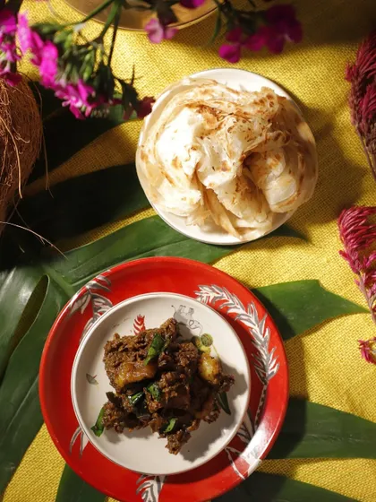 The classic combination of Mutton Pepper Roast and flaky Malabar Porotta. This fiery, bold dish is a highlight of our Easter and Christmas menus, loved for its intense spice and rich flavor.