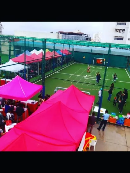 (Repeated Media) This overhead shot of a preschool carnival in Whitefield demonstrates my ability to manage large-scale setups for community events, often in partnership with local businesses and schools.