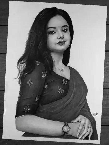 The final result of a recent commission. I focused on achieving a soft expression and the delicate details of the saree.