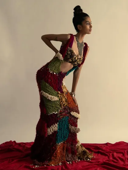 This image is from a high-fashion series focused on texture and avant-garde design. It showcases my work with designers to create lookbooks that highlight unique, handcrafted garments in a compelling way.