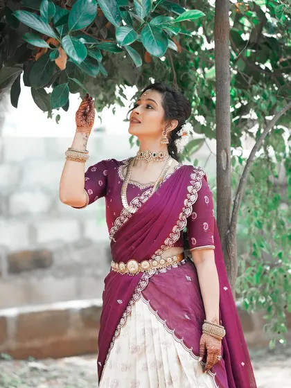 Another stunning shot of my client during her engagement photoshoot, with her mehendi adding to the overall grace and beauty of her look.