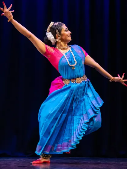 A graceful, expansive pose from my performance at The Bhavan, London.