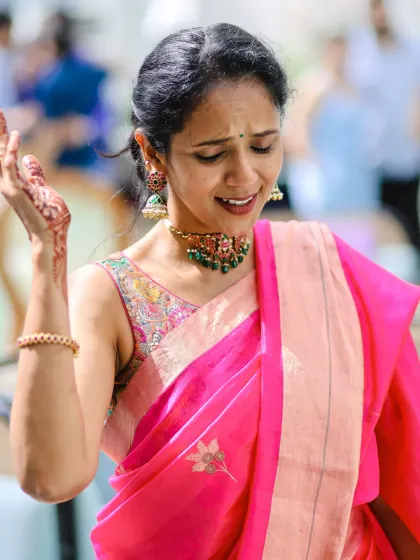A guest enjoys a moment in the music while we perform at this family baby-shower celebration.