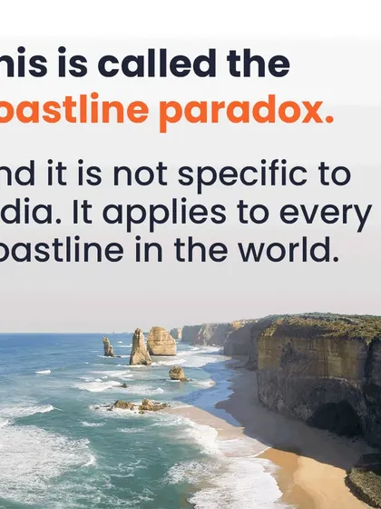 This phenomenon is called the coastline paradox. It applies to every irregular coastline in the world, not just India's, and is a core concept in the study of fractals.