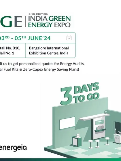 An invitation for our partners and clients in Bangalore to meet us at the India Green Energy Expo. These events are a great opportunity for us to demonstrate our technology and discuss personalized energy saving plans for factories.