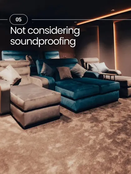 A common mistake is not considering soundproofing. This can lead to echoes and sound leakage. I always incorporate acoustic treatment to ensure the audio experience is perfect inside the room and quiet outside of it.