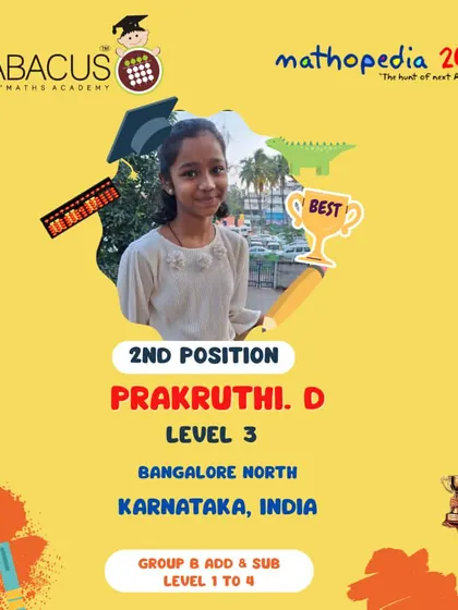 Prakruthi D from Bangalore North, celebrating her 2nd Position achievement.