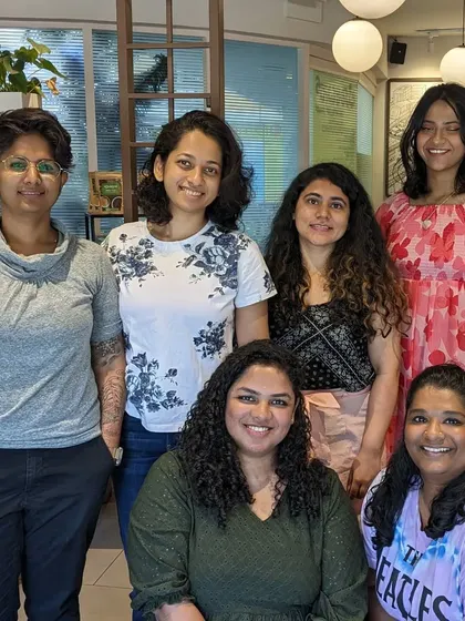 Another happy group from our "Sisters in Stories" community, showcasing the diversity and warmth of our members.