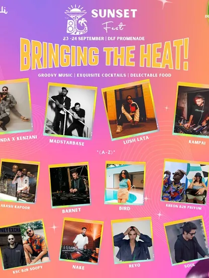 The lineup poster for Sunset Fest at DLF Promenade in Delhi. It's always exciting to be featured alongside so many talented artists for a big city festival.