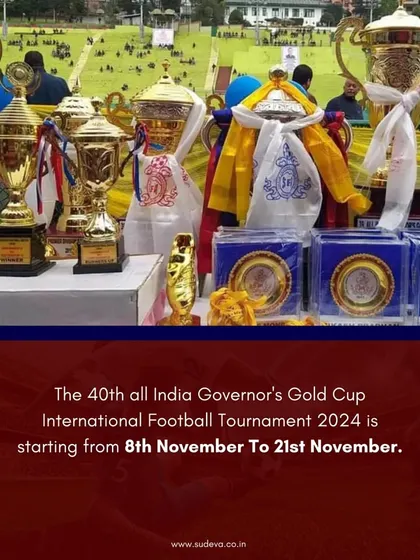 The trophies on display for the 40th All India Governor's Gold Cup. This is what we are fighting for.